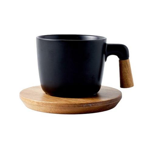 Mug céramique noir | Ma tasse en bois