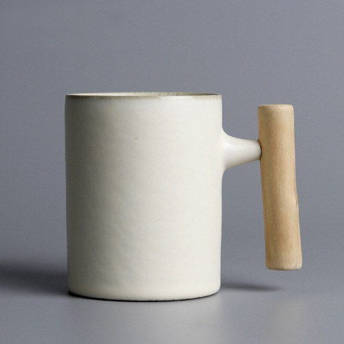 Mug blanc céramique | Ma tasse en bois