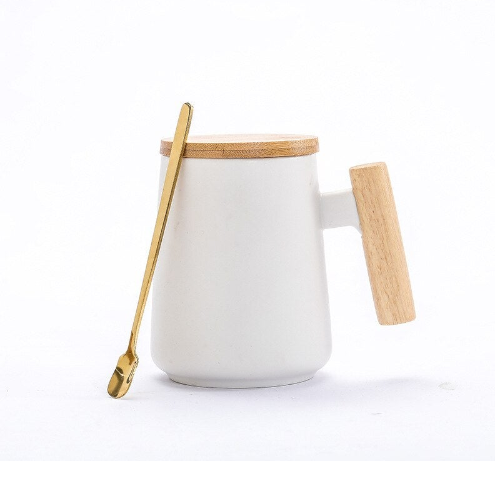 Mug céramique blanc minimaliste | Ma tasse en bois