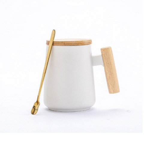 Mug céramique blanc minimaliste | Ma tasse en bois