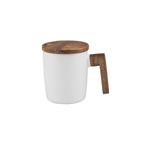 Tasse à café en duo mêlant céramique et bois