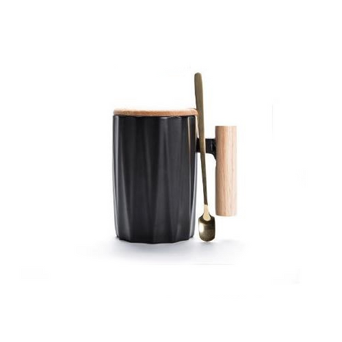 Mug ceramique noir décoration | Ma tasse en bois