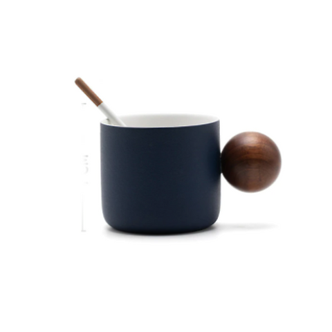 Tasse café céramique bleu | Ma tasse en bois